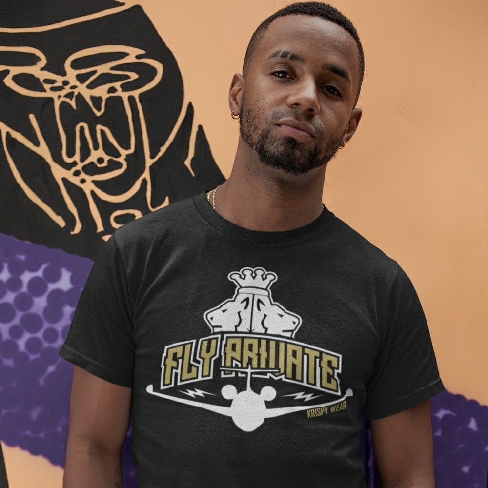 Krispy Wear "Fly Private" black crewneck tshirt